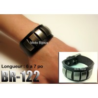Br-122, Bracelet cuir plaque métal